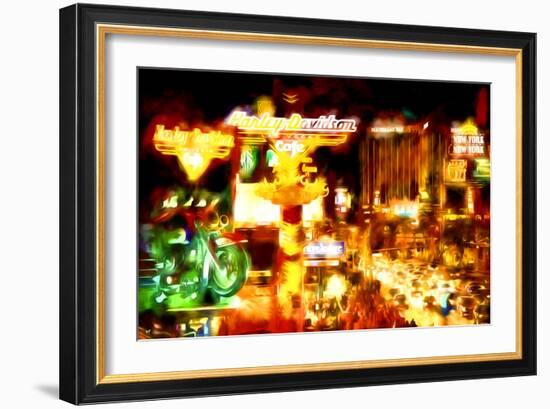 Night Strip - In the Style of Oil Painting-Philippe Hugonnard-Framed Giclee Print