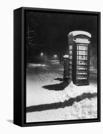 Night Study after a Fall of Snow Showing a Telephone Kiosk-null-Framed Premier Image Canvas