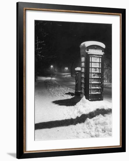 Night Study after a Fall of Snow Showing a Telephone Kiosk-null-Framed Photographic Print