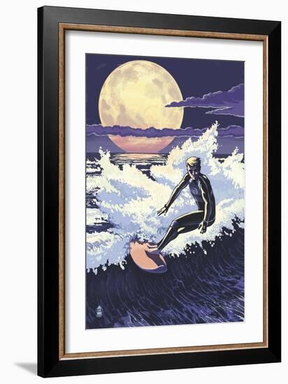 Night Surfer-Lantern Press-Framed Art Print