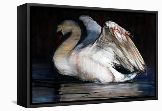 Night Swan, 2022, (pastel on paper)-Mark Adlington-Framed Premier Image Canvas