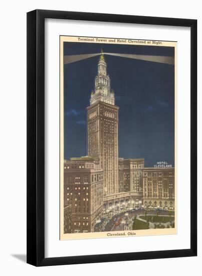 Night, Terminal Tower, Cleveland, Ohio-null-Framed Art Print