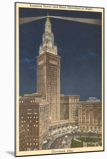 Night, Terminal Tower, Cleveland, Ohio-null-Mounted Art Print