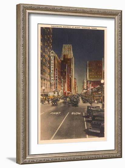 Night, Theatre District, Houston, Texas-null-Framed Art Print