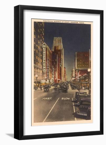 Night, Theatre District, Houston, Texas-null-Framed Art Print