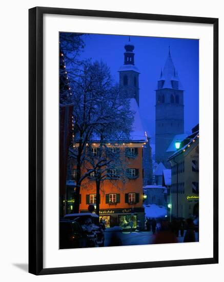 Night Time in Kitzbuhel, Austria-Walter Bibikow-Framed Photographic Print