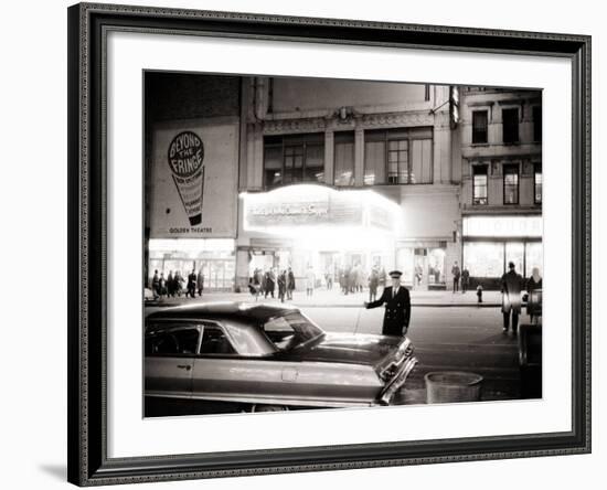 Night Time on Broadway, New York, January 1964-null-Framed Photographic Print