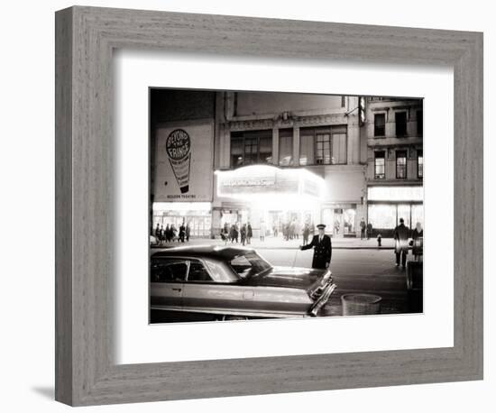 Night Time on Broadway, New York, January 1964-null-Framed Photographic Print