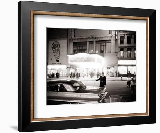 Night Time on Broadway, New York, January 1964-null-Framed Photographic Print