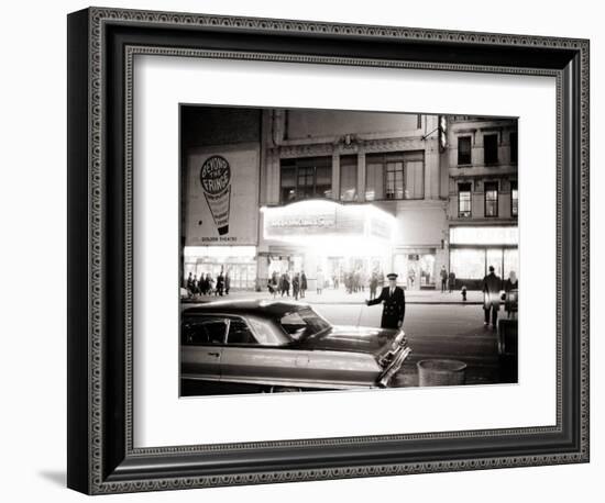 Night Time on Broadway, New York, January 1964-null-Framed Photographic Print