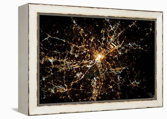 Night time satellite image of Atlanta, Georgia, USA-null-Framed Premier Image Canvas