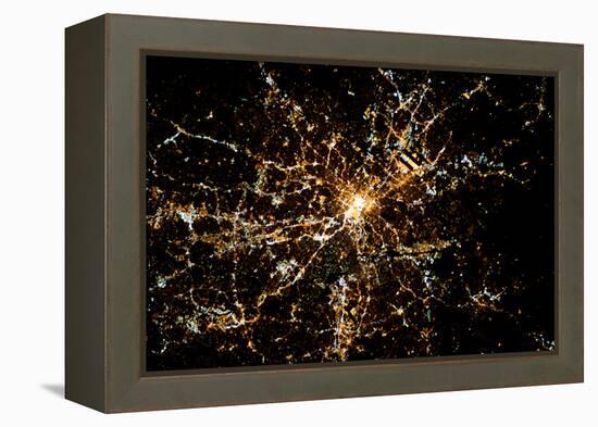 Night time satellite image of Atlanta, Georgia, USA-null-Framed Premier Image Canvas