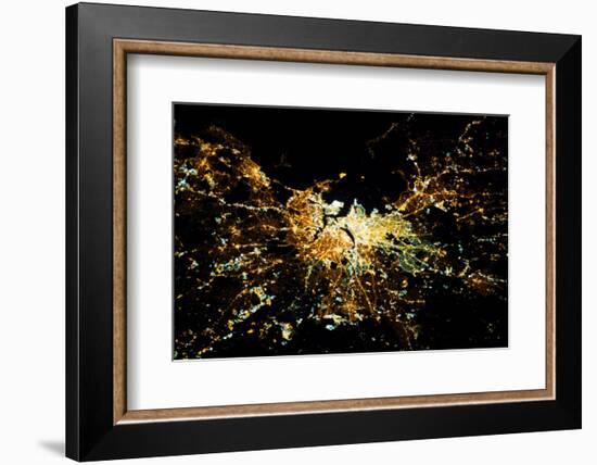 Night time satellite image of Boston, Suffolk County, Massachusetts, USA-null-Framed Photographic Print