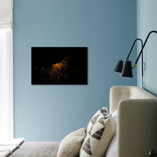 Night Time Satellite Image Of Chicago And Lake Michigan Michigan Usa Photographic Print Art Com