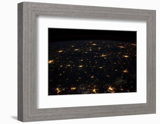 Night time satellite image of Cities in Gulf of Mexico, North America-null-Framed Photographic Print