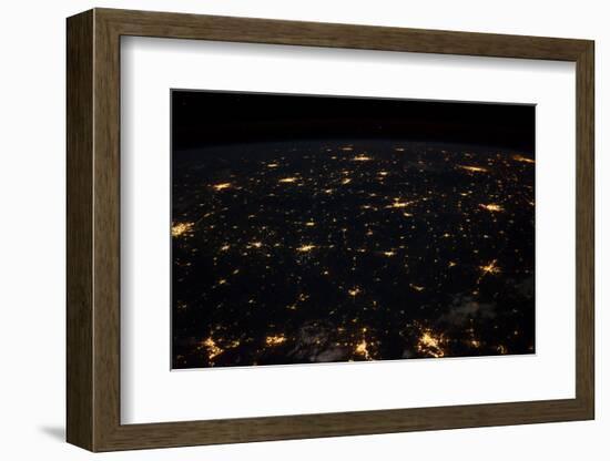 Night time satellite image of Cities in Gulf of Mexico, North America-null-Framed Photographic Print