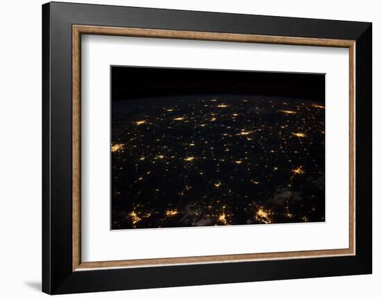 Night time satellite image of Cities in Gulf of Mexico, North America-null-Framed Photographic Print