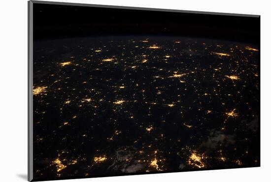 Night time satellite image of Cities in Gulf of Mexico, North America-null-Mounted Photographic Print