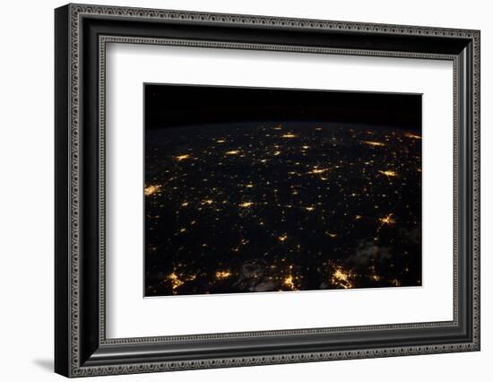 Night time satellite image of Cities in Gulf of Mexico, North America-null-Framed Photographic Print