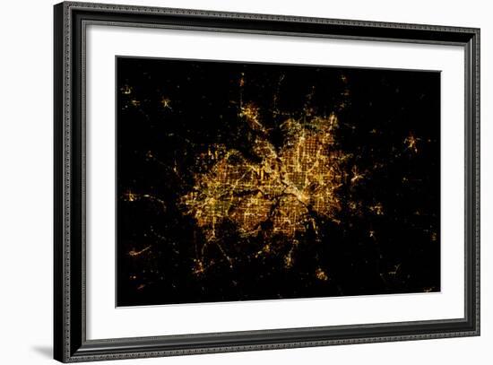 Night time satellite image of Dallas, Texas, USA-null-Framed Photographic Print