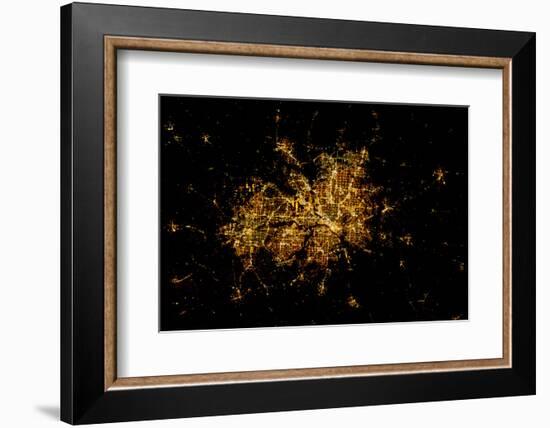 Night time satellite image of Dallas, Texas, USA-null-Framed Photographic Print