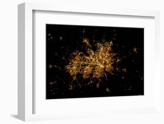 Night time satellite image of Dallas, Texas, USA-null-Framed Photographic Print