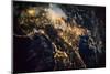 Night time satellite image of Genoa, Italy-null-Mounted Photographic Print