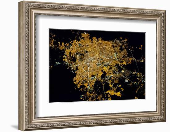 Night time satellite image of Guadalajara, Jalisco, Mexico-null-Framed Photographic Print