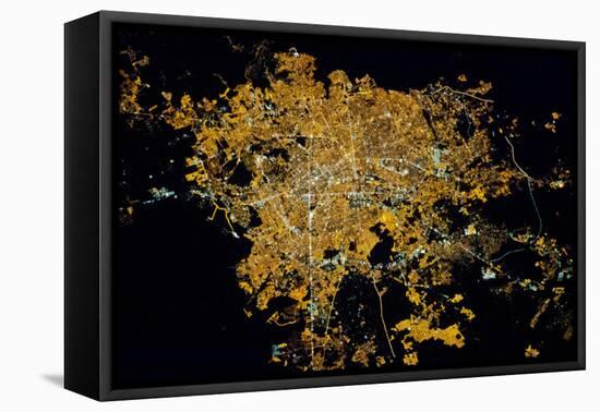 Night time satellite image of Guadalajara, Jalisco, Mexico-null-Framed Premier Image Canvas