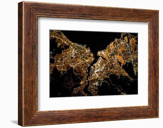 Night time satellite image of Istanbul, Turkey-null-Framed Photographic Print