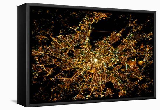 Night time satellite image of Moscow, Russia-null-Framed Premier Image Canvas