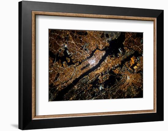 Night time satellite image of New York, USA-null-Framed Photographic Print