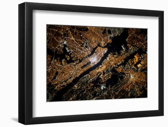 Night time satellite image of New York, USA-null-Framed Photographic Print