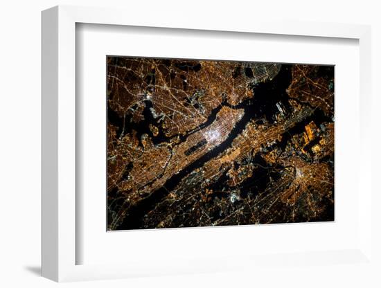 Night time satellite image of New York, USA-null-Framed Photographic Print