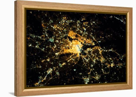 Night time satellite image of Washington DC, USA-null-Framed Premier Image Canvas
