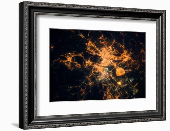 Night time satellite view of Hangzhou, China-null-Framed Photographic Print