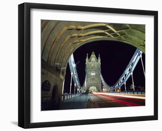 Night Time Traffic Crosses Tower Bridge in Central London-Andrew Watson-Framed Photographic Print