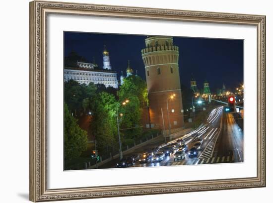 Night Time Traffic on Kremlevskaya Nab.-Jon Hicks-Framed Photographic Print