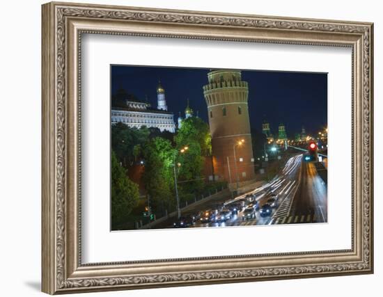 Night Time Traffic on Kremlevskaya Nab.-Jon Hicks-Framed Photographic Print