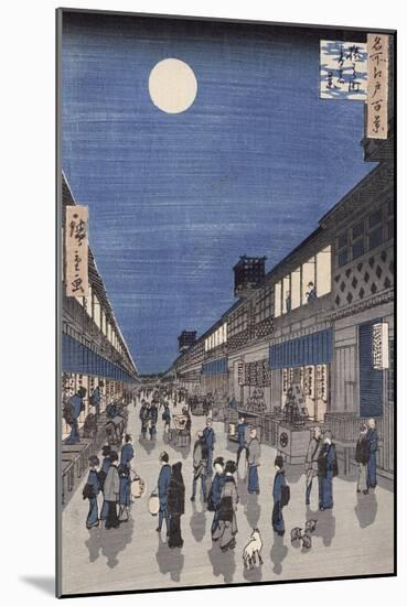 Night Time View of Saruwaka Street, from Meisho Edo Hyakkei-Ando Hiroshige-Mounted Giclee Print