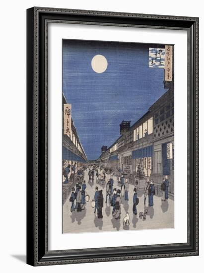 Night Time View of Saruwaka Street, from Meisho Edo Hyakkei-Ando Hiroshige-Framed Giclee Print