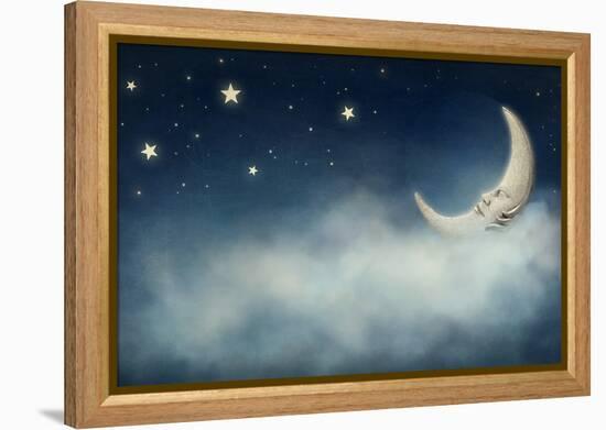 Night Time with Stars and Moon-egal-Framed Premier Image Canvas