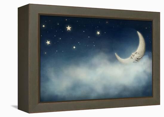 Night Time with Stars and Moon-egal-Framed Premier Image Canvas