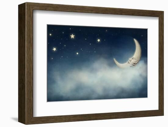 Night Time with Stars and Moon-egal-Framed Premium Photographic Print