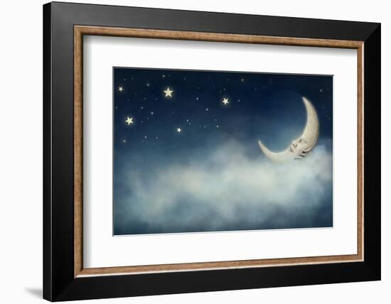 Night Time with Stars and Moon-egal-Framed Premium Photographic Print