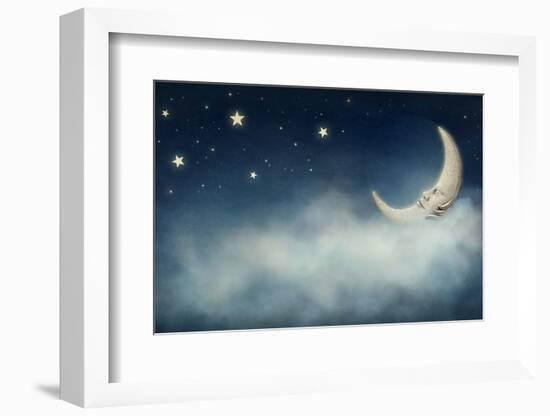 Night Time with Stars and Moon-egal-Framed Premium Photographic Print