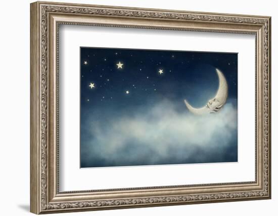 Night Time with Stars and Moon-egal-Framed Photographic Print