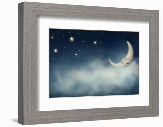 Night Time with Stars and Moon-egal-Framed Photographic Print