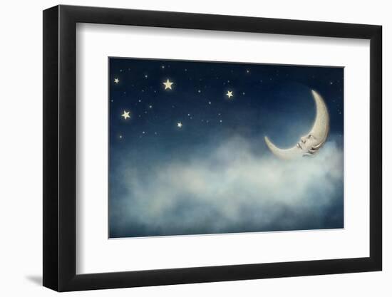 Night Time with Stars and Moon-egal-Framed Photographic Print