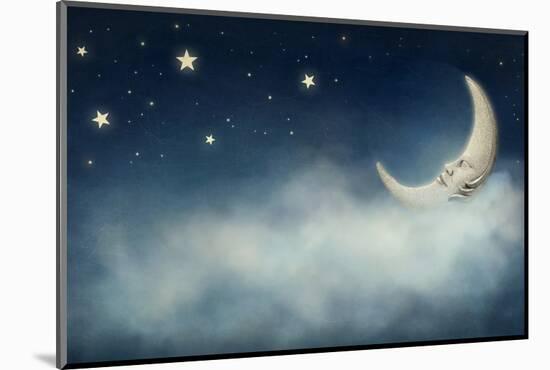 Night Time with Stars and Moon-egal-Mounted Photographic Print